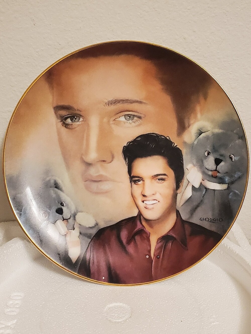 Elvis Presley Teddy Bear Collectible Decorative Portrait Plate Vintage 1993